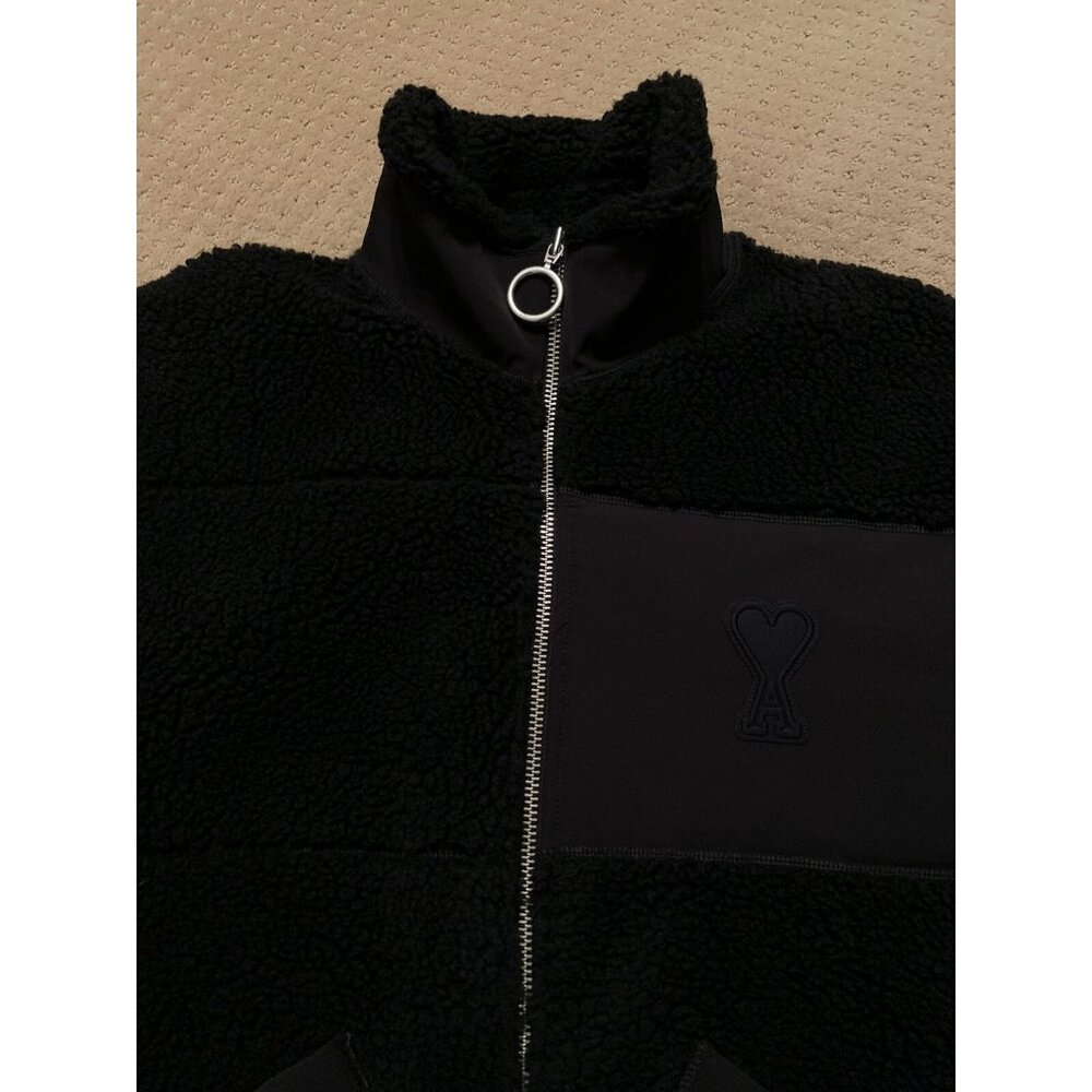 AMI Paris Alexandre Mattiussi Ami De Coeur Heart Fleece Jacket Black XXL - Picture 10 of 11